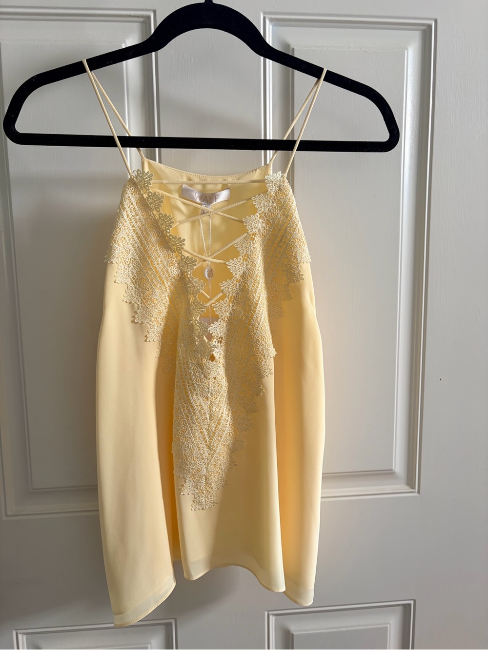 Wayf Yellow Lace-Trim Spaghetti Strap Cami